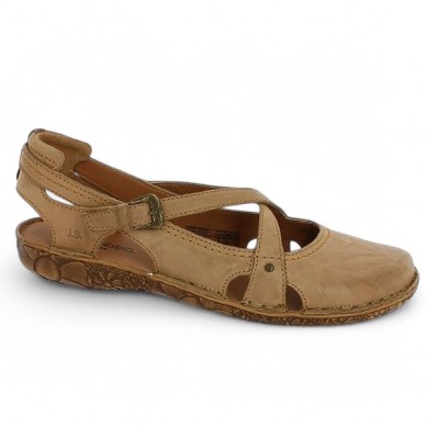 Rosalie 13 - Beige sandal with front closure - Barefoot Josef Seibel large size - Shoesissime