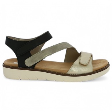 D2050-93 sandale remonte grande taille bride scratch noir et doré Shoesissime, vue coté