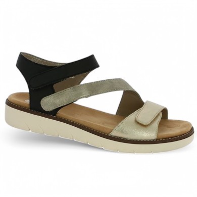 D2050-93 nu-pieds remonte bride scratch noir et doré 42, 43, 44, 45 Shoesissime, vue profil
