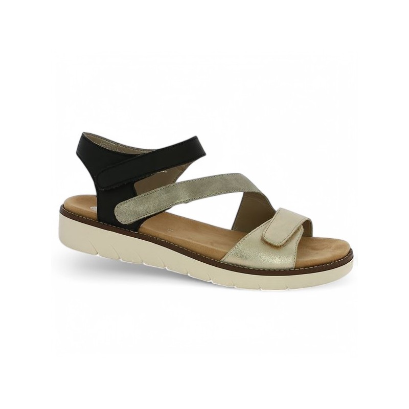 D2050-93 nu-pieds remonte bride scratch noir et doré 42, 43, 44, 45 Shoesissime, vue profil