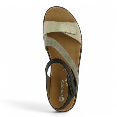 D2050-93 sandale remonte grande pointure bride scratch noir et doré Shoesissime, vue dessus