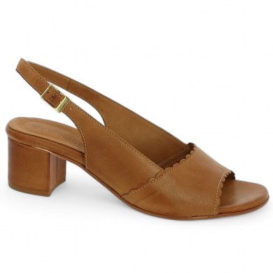 Rosie - Camel leather nude heels - Chaussures Italienne grande taille - Shoesissime