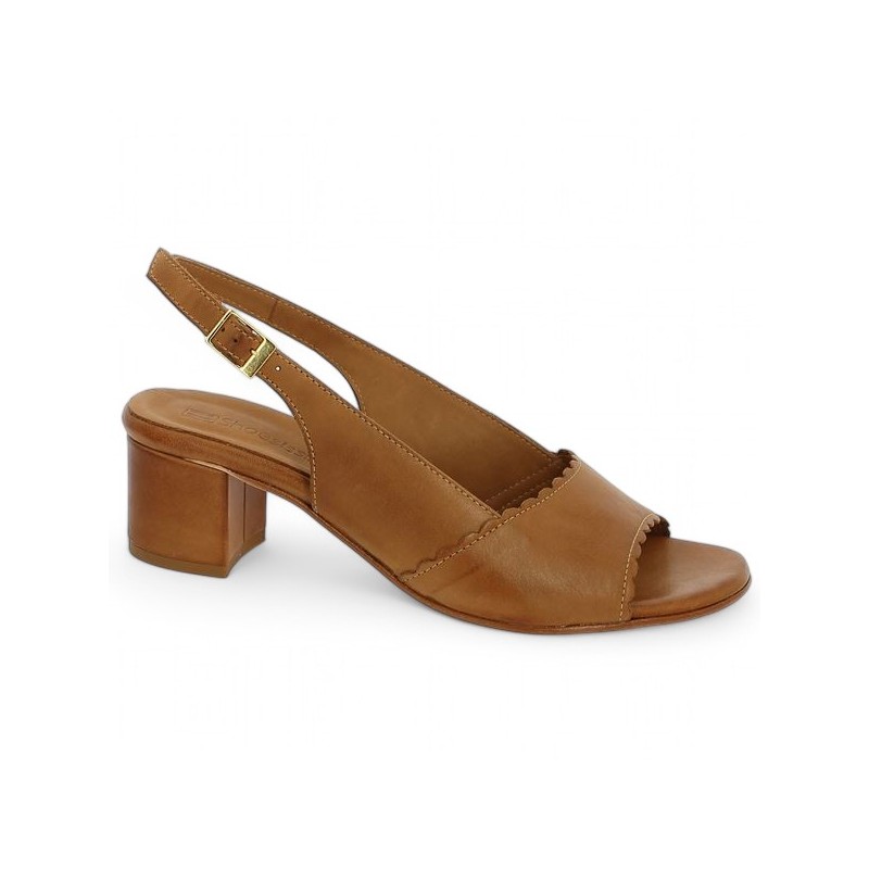 Rosie - Camel leather nude heels - Chaussures Italienne grande taille - Shoesissime