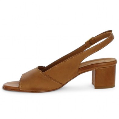Rosie - Camel leather nude heels - Chaussures Italienne grande taille - Shoesissime