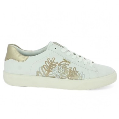 D2J00-81 baskets blanche fleur doré grande pointure Remonte Shoesissime, vue coté