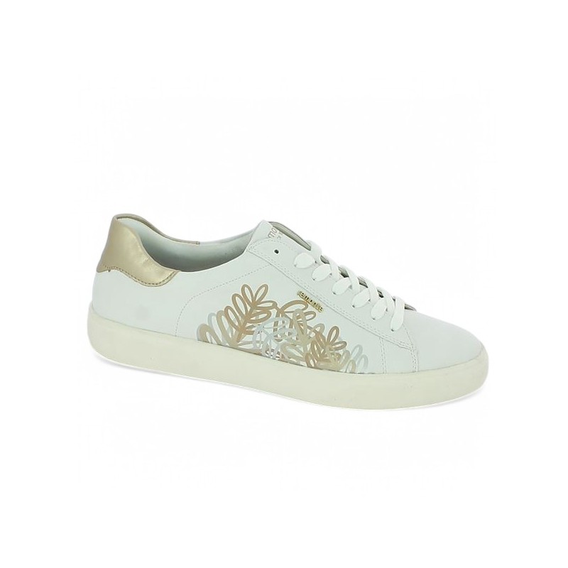 D2J00-81 baskets blanche fleur doré 42, 43, 44, 45 Remonte Shoesissime, vue profil