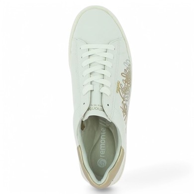 D2J00-81 baskets blanche fleur doré grande taille Remonte Shoesissime, vue dessus