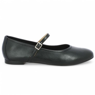 ballerine bride fine cuir noir 42, 43, 44, 45 femme Shoesissime, vue coté