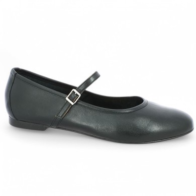 ballerine bride fine cuir noir grande taille femme Shoesissime, vue profil