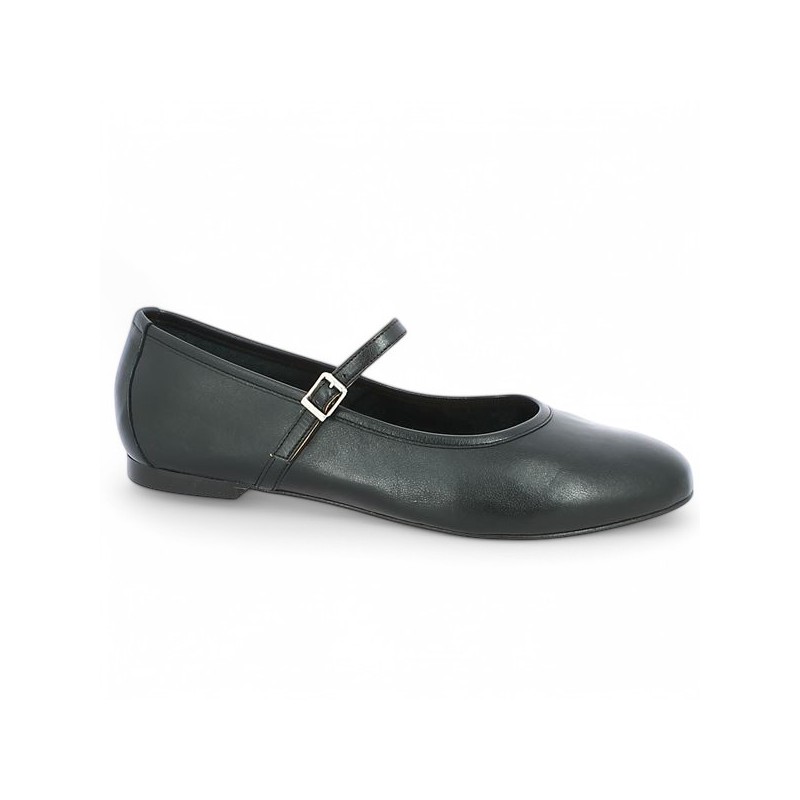 Simone - Black ballerina with large strap - Black ballerinas 42, 43, 44, 45 - Shoesissime