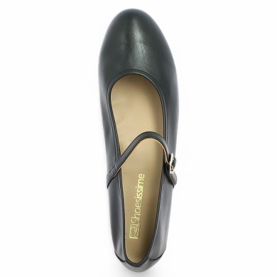 ballerine bride fine cuir noir grande pointure femme Shoesissime, vue dessus
