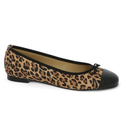 Ballerine bicolore noire et léopard 42, 43, 44, 45 Shoesissime, vue profil