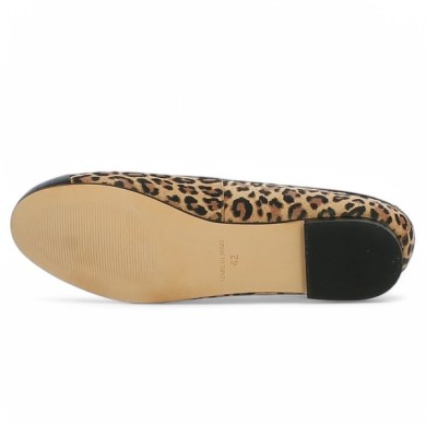 Ninon - chaussure noire et léopard grande taille - Ballerines grande taille femme - Shoesissime
