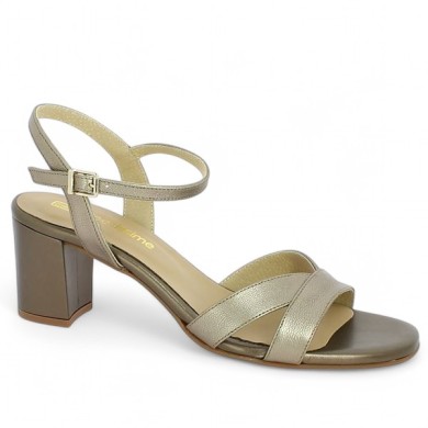 Larissa - Elegant sandal in bronze leather - Heeled sandals 42, 43, 44, 45 - Shoesissime