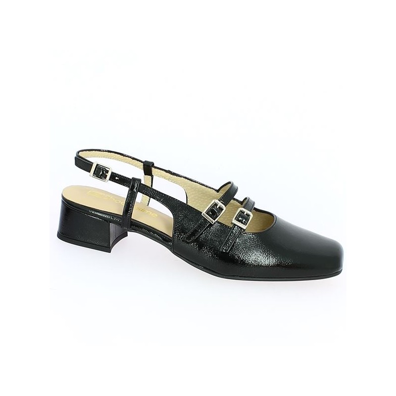 Kate - Fashion black patent slippers - Chaussures 42, 43, 44, 45 femme - Shoesissime
