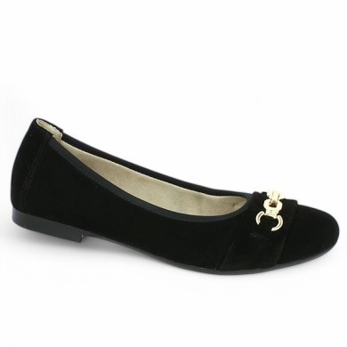 ballerine grande taille Remonte velours noir et chaine dorée Shoesissime, vue profil
