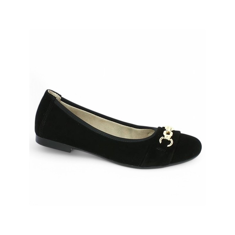 ballerine grande taille Remonte velours noir et chaine dorée Shoesissime, vue profil