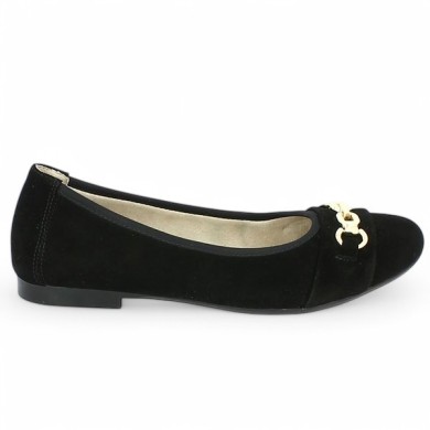 ballerine grande pointure Remonte velours noir et chaine dorée Shoesissime, vue coté