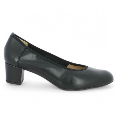 escarpin confort cuir noir 42, 43, 44, 45 femme Shoesissime, vue profil