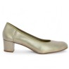 escarpin grande pointure petit talon cuir bronze doré Shoesissime, vue coté