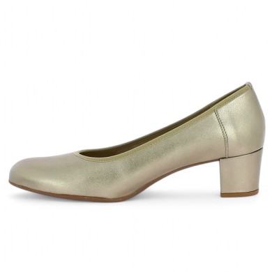 Jane - Escarpin cuir bronze petit talon souple - Escarpin 42, 43, 44, 45 - Shoesissime