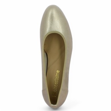 escarpin 42, 43, 44, 45 petit talon cuir bronze doré Shoesissime, vue dessus