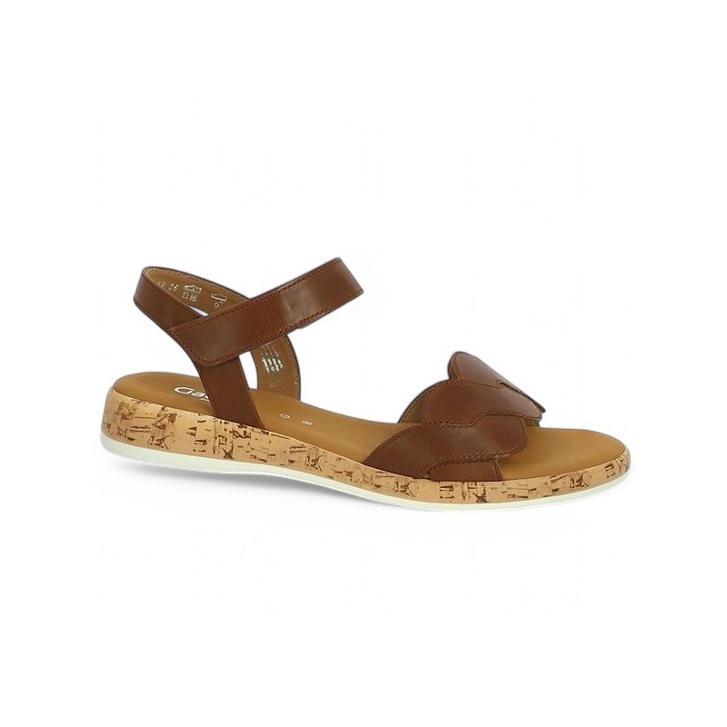 62.735.53 sandale Gabor plate grande taille cuir camel Shoesissime, vue profil