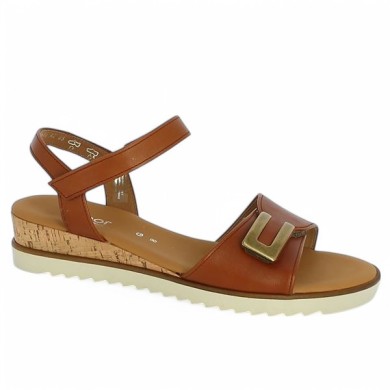62.756.54 sandale compensé Gabor liege camel grande pointure Shoesissime, vue profil