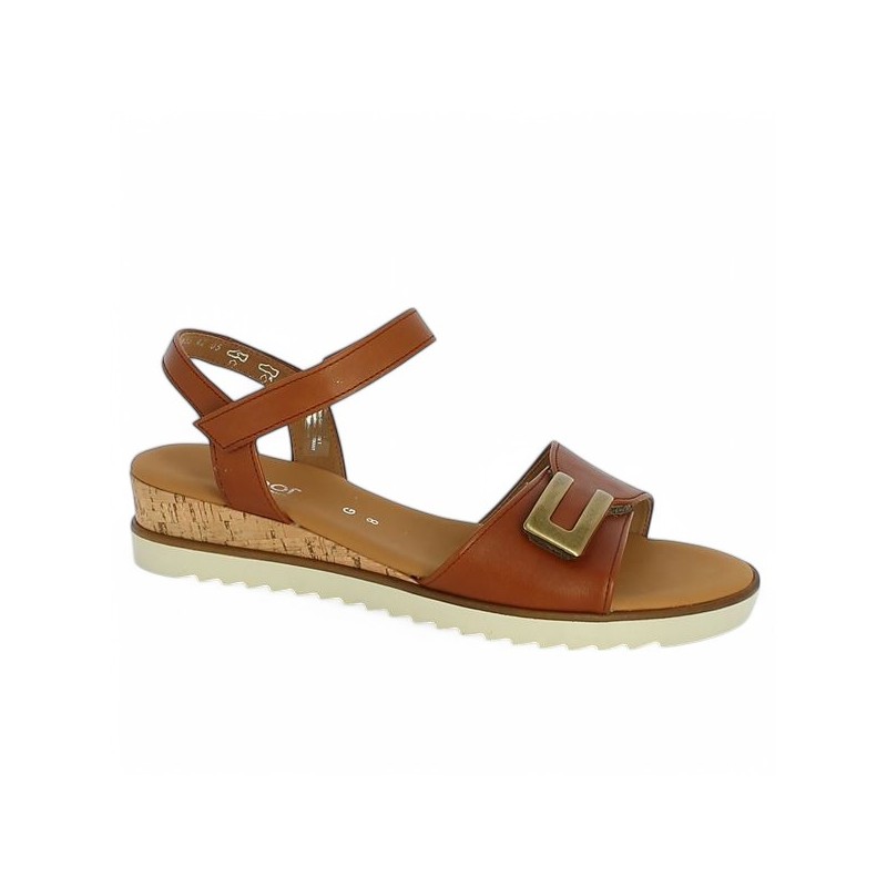 62.756.54 sandale compensé Gabor liege camel grande pointure Shoesissime, vue profil
