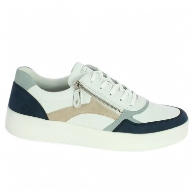 D0J01-85 sneakers blanc bleu femme grande pointure Remonte Shoesissime, vue profil