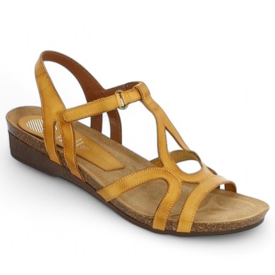 Candice - Women's yellow leather sandals 42, 43, 44 - Barefoot plus size - Shoesissime