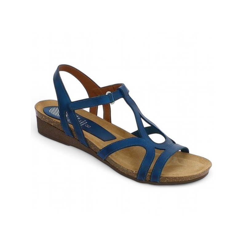 Candice - Sandalette blue leather Xapatan - Sandals for women 42, 43, 44, 45 - Shoesissime