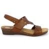 Zelie - Floral print sandal in camel leather - Sandalette grande taille - Shoesissime