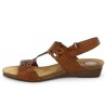 Zelie - Floral print sandal in camel leather - Sandalette grande taille - Shoesissime
