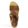 Zelie - Floral print sandal in camel leather - Sandalette grande taille - Shoesissime