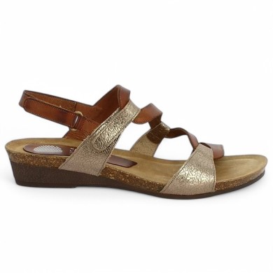 Carole - Sandalette woman zig zag camel leather - Sandals Xapatant grande taille - Shoesissime