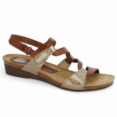 Carole - Sandalette woman zig zag camel leather - Sandals Xapatant grande taille - Shoesissime