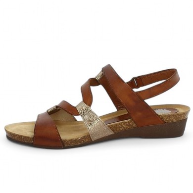 Carole - Sandalette woman zig zag camel leather - Sandals Xapatant grande taille - Shoesissime