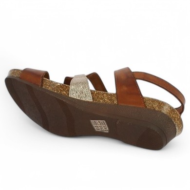 Carole - Sandalette woman zig zag camel leather - Sandals Xapatant grande taille - Shoesissime