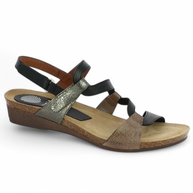 Carole - Sandale femme zig zag cuir noir - Sandale Xapatan grande pointure - Shoesissime