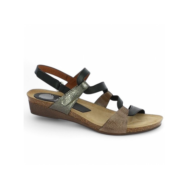Carole - Sandale femme zig zag cuir noir - Sandale Xapatan grande pointure - Shoesissime