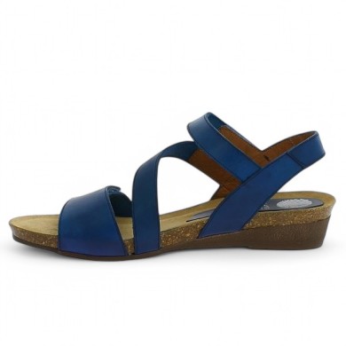 Joannie - Sandal Xapatan blue 3 straps - Barefoot women large size - Shoesissime