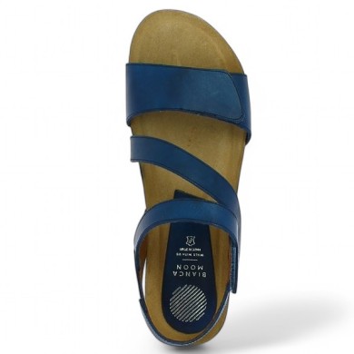 Joannie - Sandal Xapatan blue 3 straps - Barefoot women large size - Shoesissime
