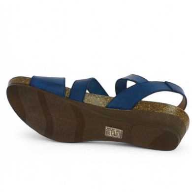Joannie - Sandal Xapatan blue 3 straps - Barefoot women large size - Shoesissime