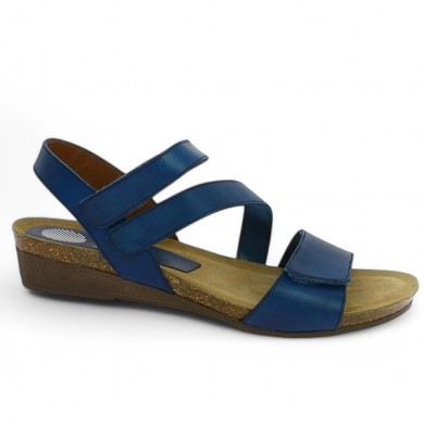 Joannie - Sandal Xapatan blue 3 straps - Barefoot women large size - Shoesissime