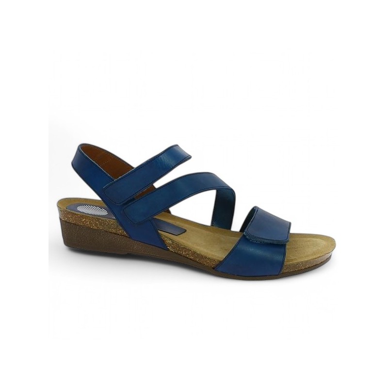 Joannie - Sandal Xapatan blue 3 straps - Barefoot women large size - Shoesissime