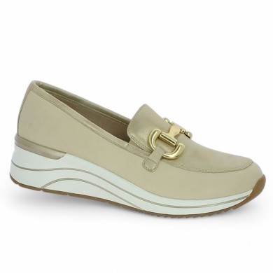 D0T12-60 mocassin compensé beige Remonte grande taille femme Shoesissime, vue profil