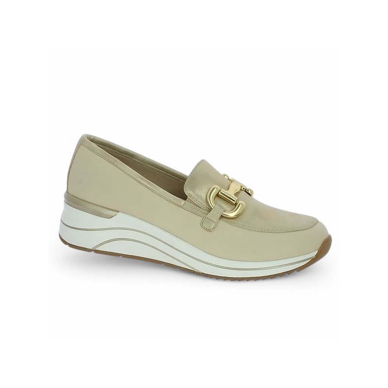 Polly - Beige wedge shoe D0T12 - Women's large size loafers - Shoesissime