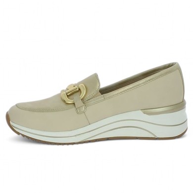 Polly - Beige wedge shoe D0T12 - Women's large size loafers - Shoesissime