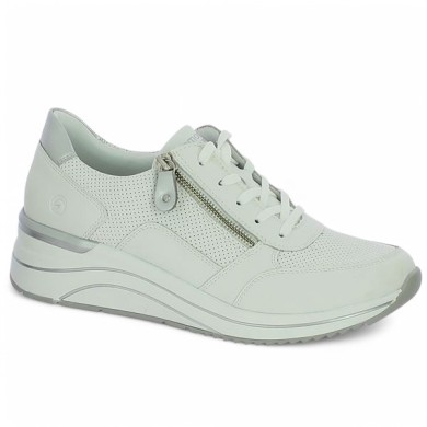 D0T06-80 baskets blanche semelle compensé femme 42, 43, 44, 45 Shoesissime, vue profil